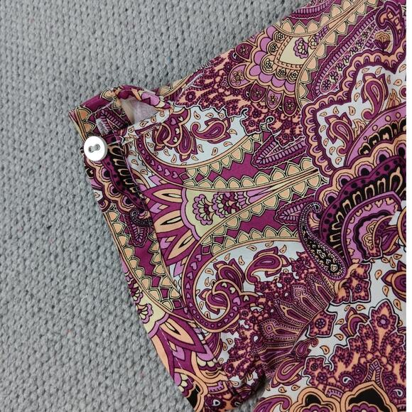 212 Collection Button Up Blouse Womens Extra Small Purple Paisley Stretch Casual - Picture 10 of 15